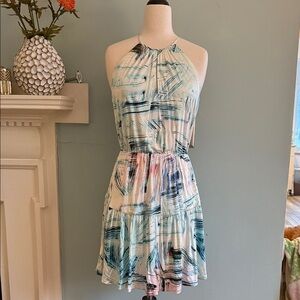 Parker Blue and White Abstract Mini Dress - XS